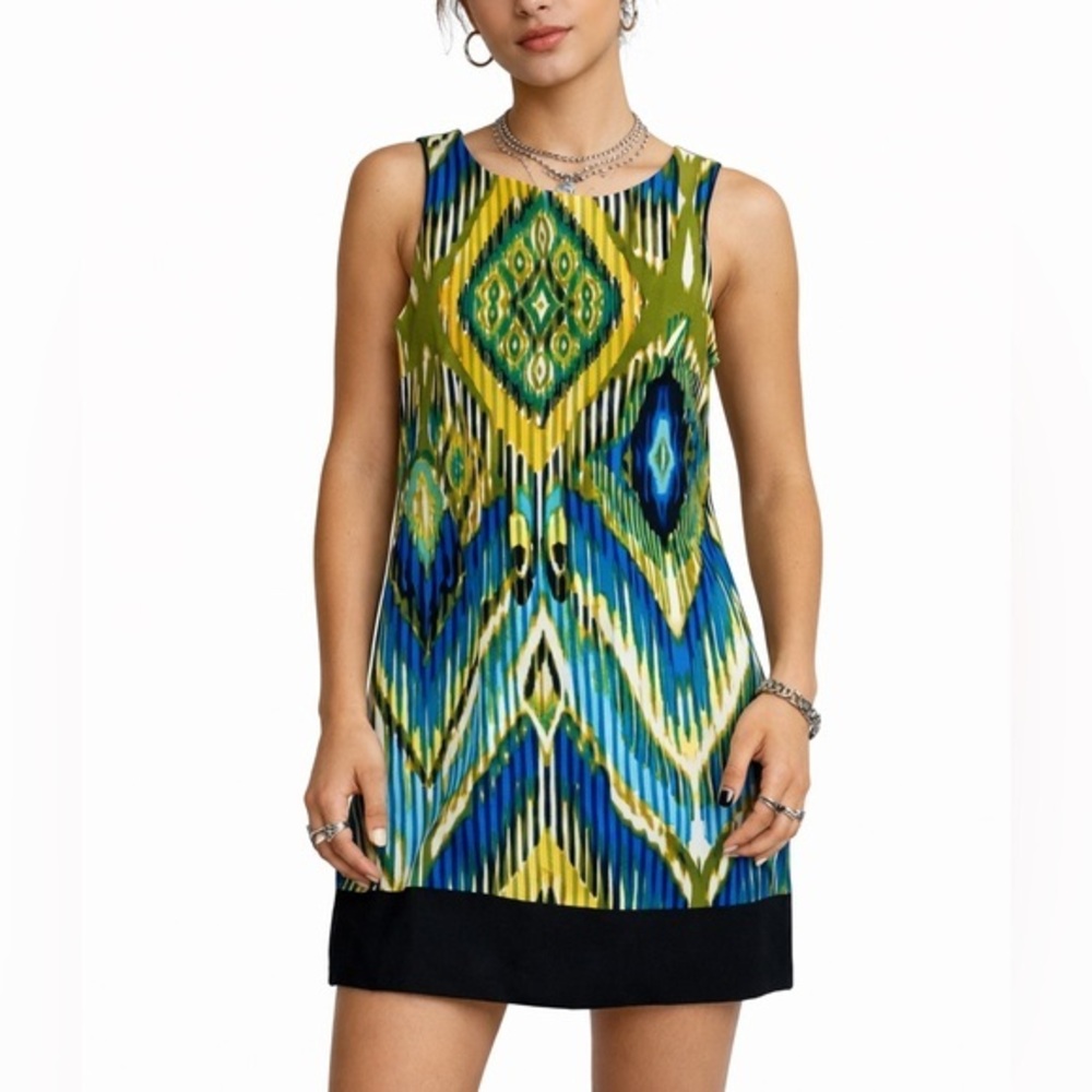 Alyx Limited Green Blue Abstract Print Mini Dress NWT Size 14
